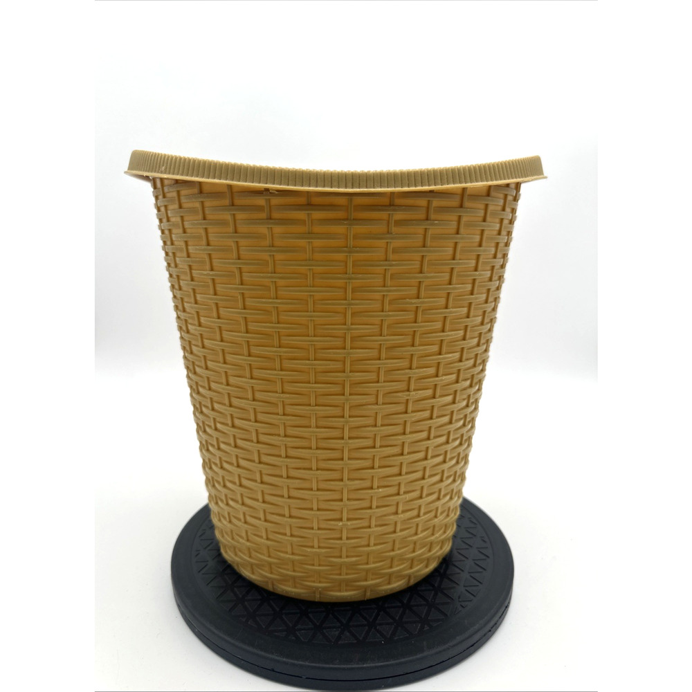 Vintage Mid Century Modern Retro Fesco Waste Basket Plastic Yellow MCM